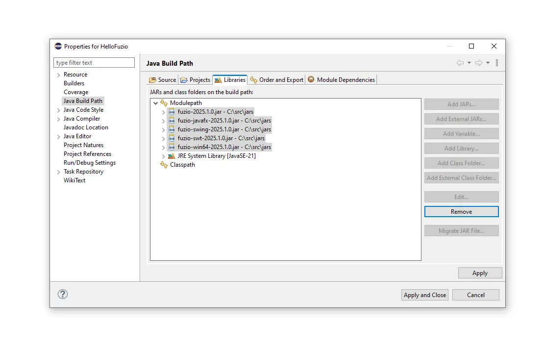 Add Fuzio JAR files