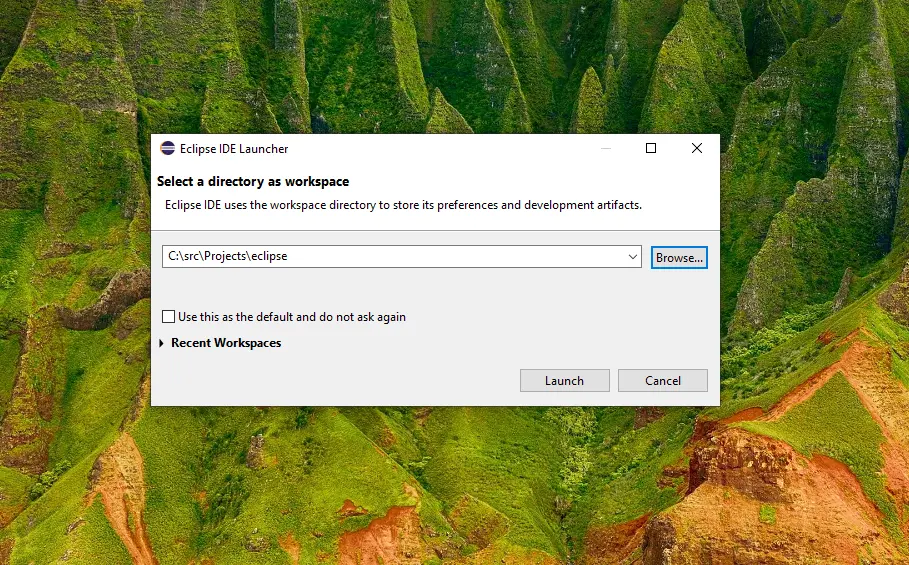 Open Eclipse Workspace
